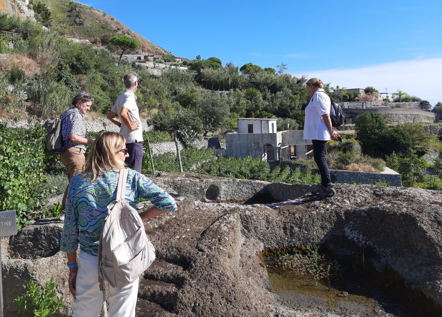 Momento di una delle ricognizioni effettuate a settembre 2022 presso il palmento di Monte Corvo, nei pressi di Forio