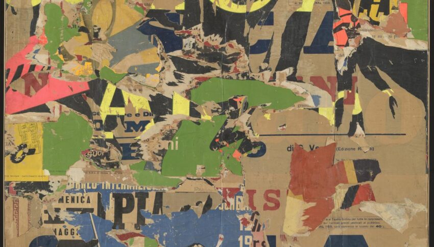 Mimmo Rotella, Con un sorriso, 1962, décollage sur toile, cm 154×132, Tate Museum