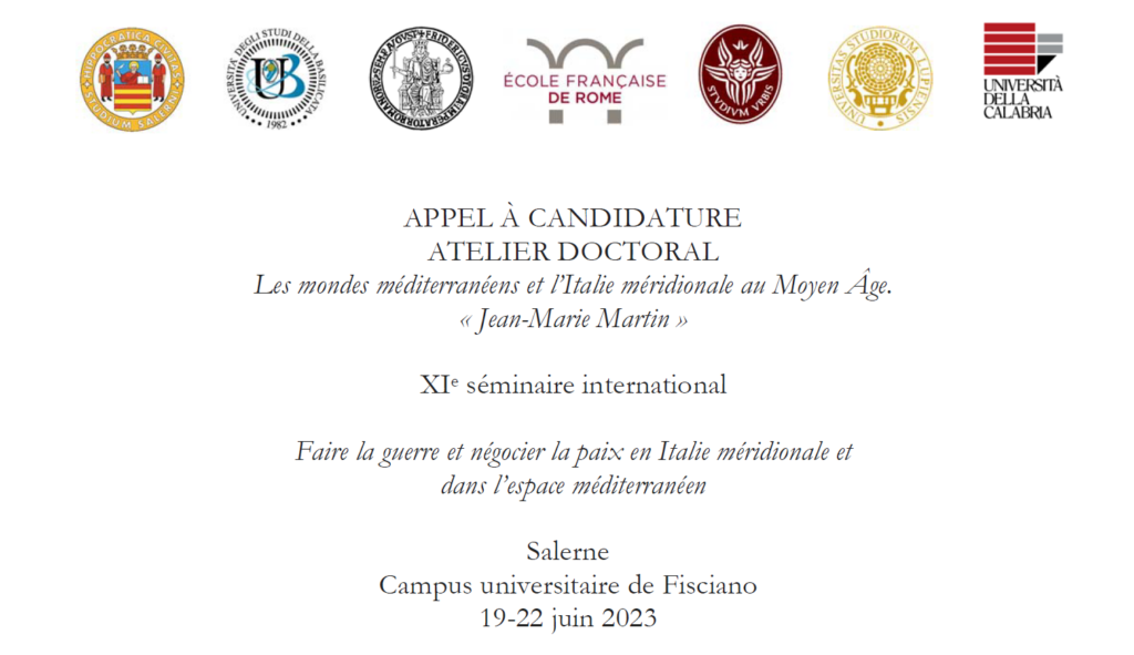 Atelier doctoral sur les mondes méditerranéens et l’Italie méridionale au Moyen Âge. « Jean-Marie Martin »