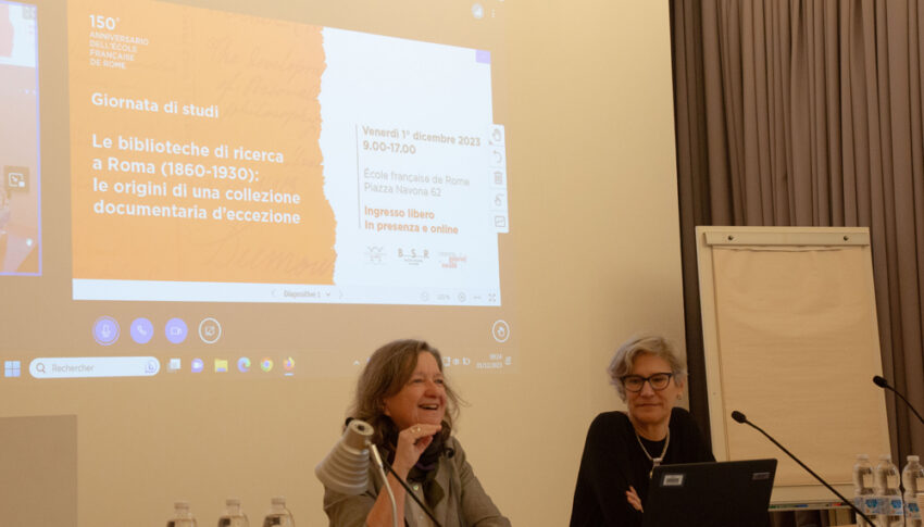 Brigitte Marin (directrice de l'École française de Rome) et Abigail Brundin (directrice de la British School at Rome)