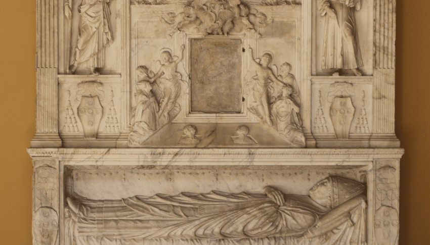 Tombe du cardinal Giacomo Ammannati Piccolomini, cloître de Sant’Agostino, Rome