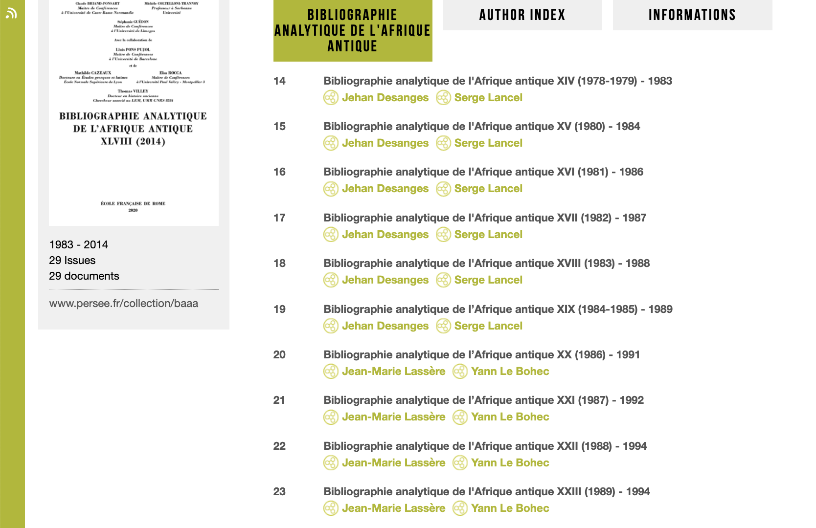 La Bibliographie analytique de l’Afrique antique disponible sur Persée
