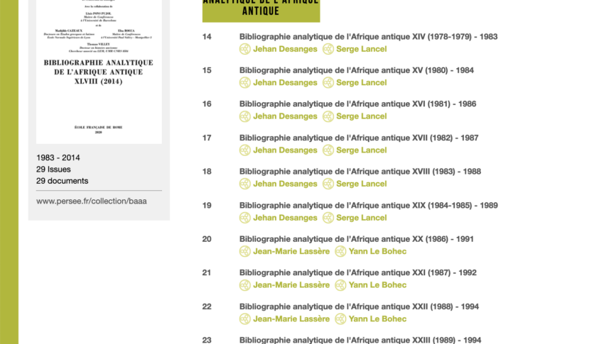 La Bibliographie analytique de l’Afrique antique disponible sur Persée