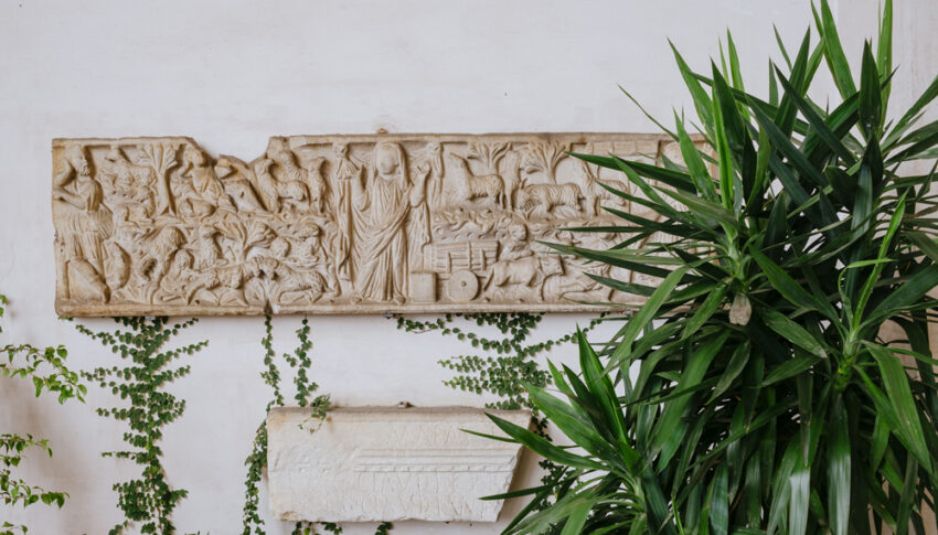 Sarcophage paléochrétien, fin IIIe s. ap. J.-C., exposé sur la Loggia du palais Farnèse