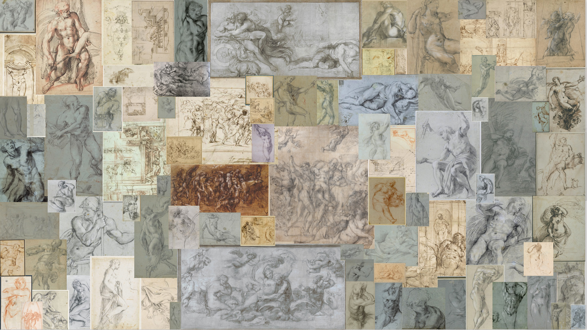 Agostino e Annibale Carracci, disegni preparatori per la galleria Farnese * creazione RG
