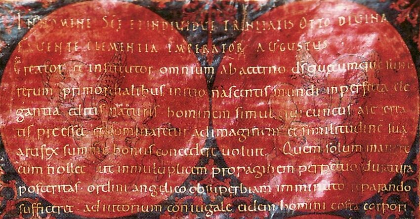 Détail de l’acte de mariage de l’impératrice Théophano, ca. 972