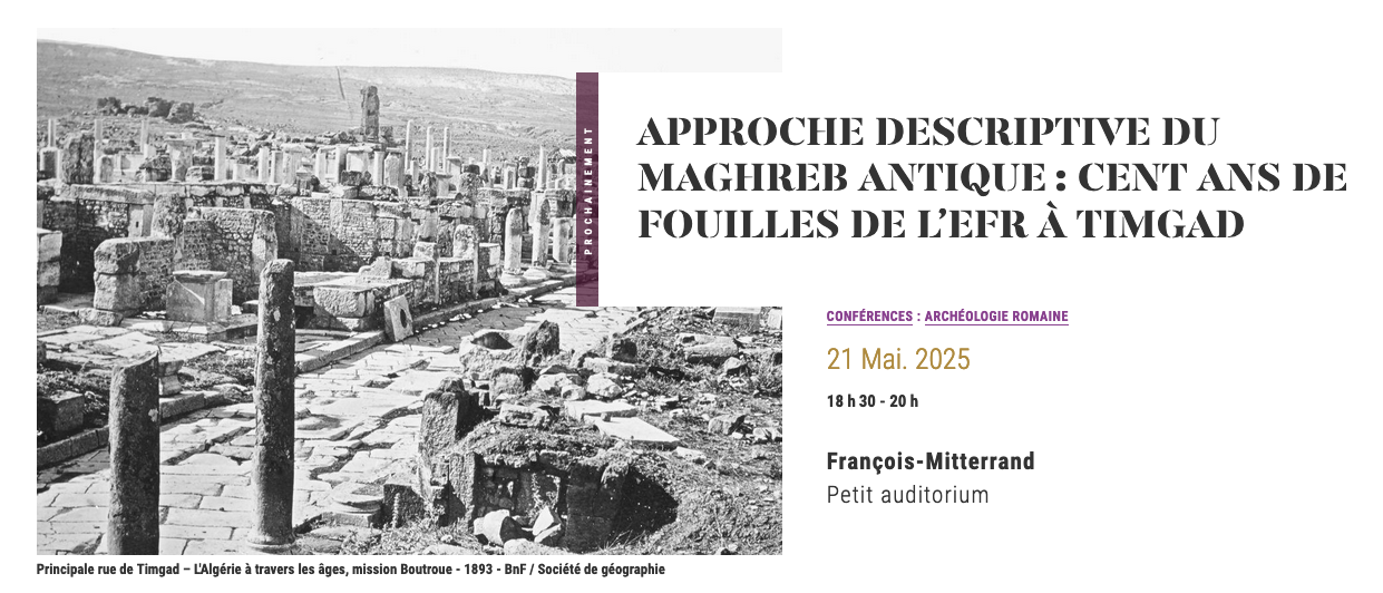 Approche descriptive du Maghreb antique : cent ans de fouilles de l’EFR à Timgad