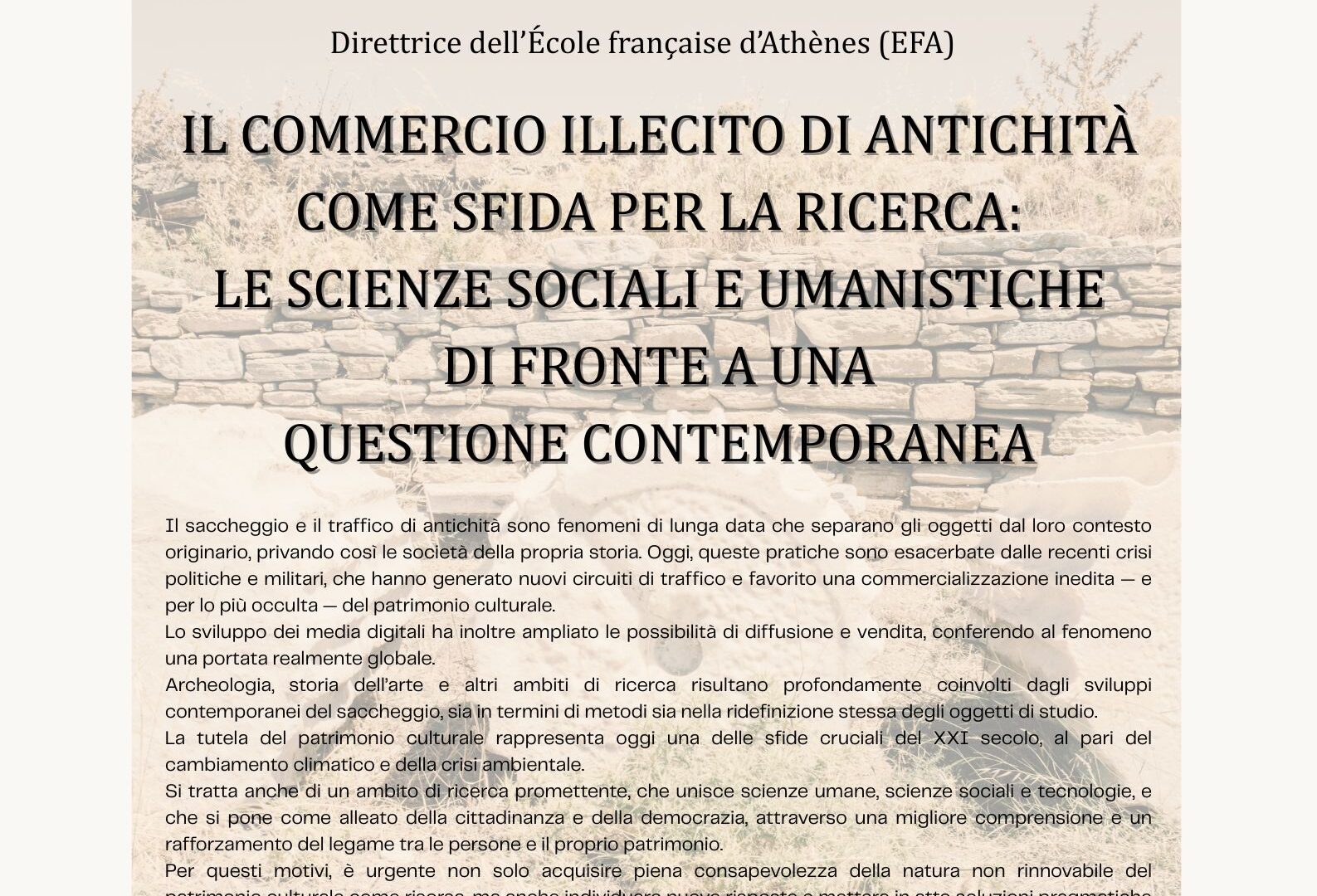 PODCAST – Il commercio illecito di antichità come sfida per la ricerca: le scienze sociali e umanistiche di fronte a una…