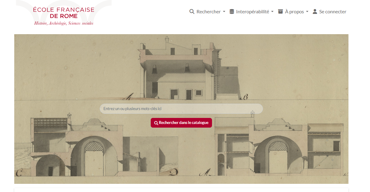 Page d’accueil de la plateforme Archimage de l’École française de Rome